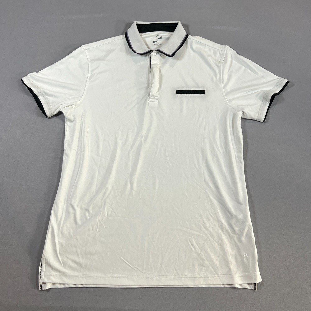 Head Golf Polo Shirt Mens XL White Stretch Side Slit Short Sleeve Performance